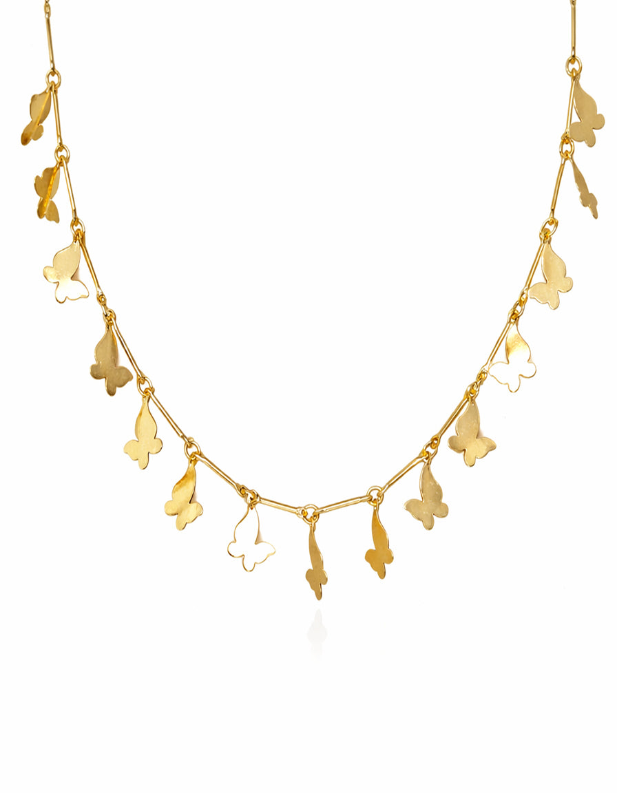 Golden monarch butterfly charm necklace gold chain pendant Rose Dew Pakistan