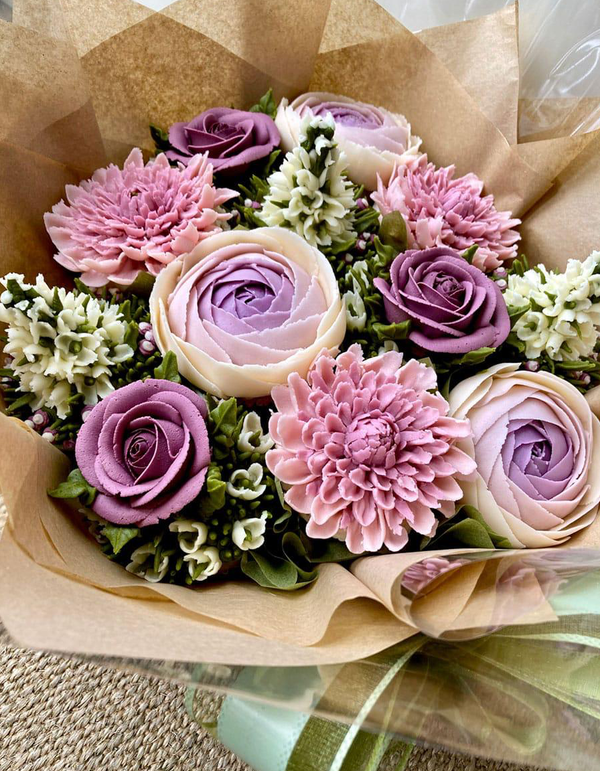 Artisan Mauve & Pink Floral Candle Bouquet