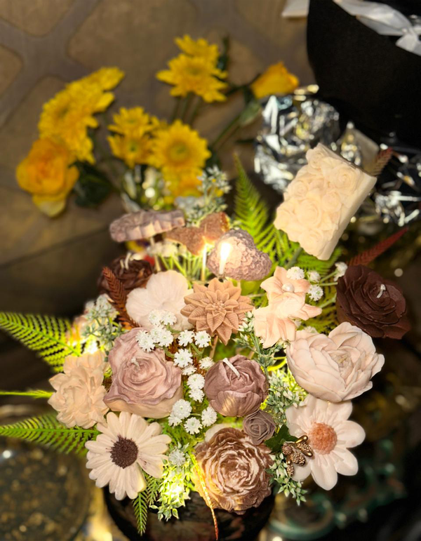 Autumn Floral Candle Arrangement in Pumpkin Box