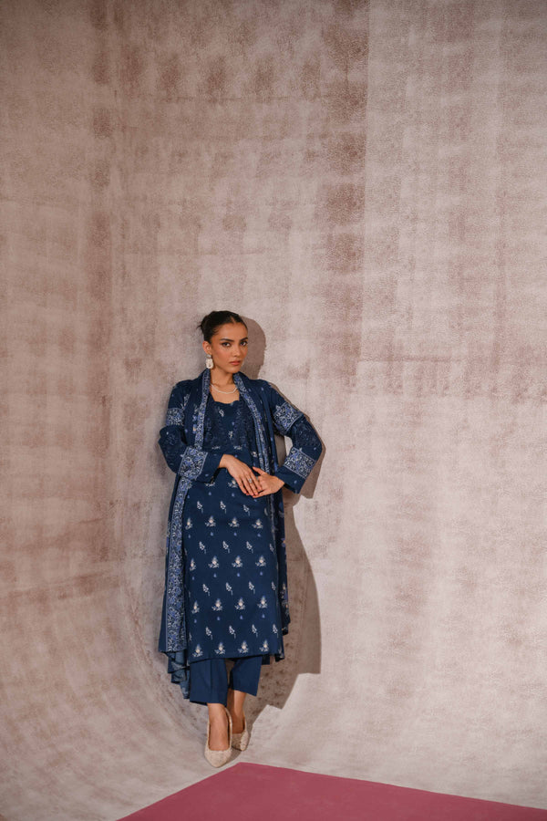 3 Piece - Printed Embroidered Suit - 42303175-R