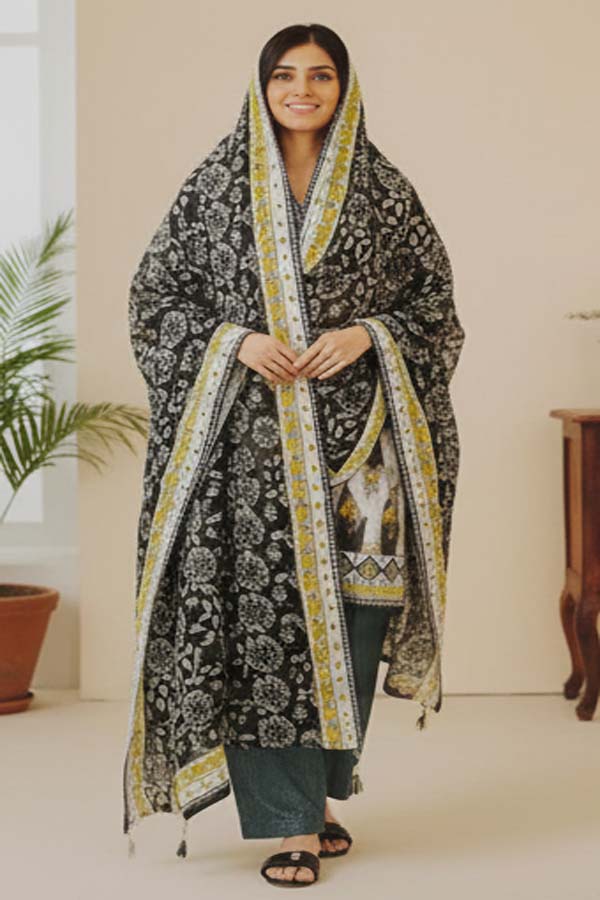 3 Piece Printed Khaddar Suit with Dupatta SD-52223