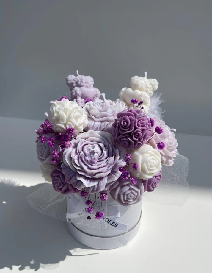 Luxury Floral Scented Candle Bouquet Gift Box Elegant Handcrafted Wax Florals Birthdays Eid Rose Dew Pakistan
