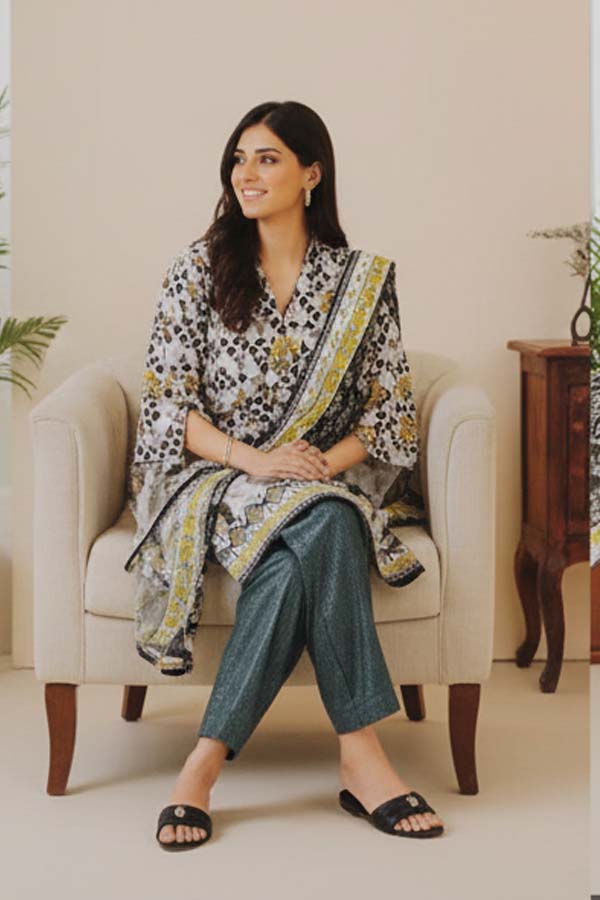 3 Piece Printed Khaddar Suit with Dupatta SD-52223