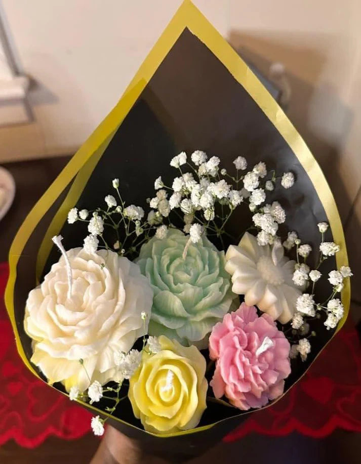 Artisan Flower Bouquet Candles Rose Dew