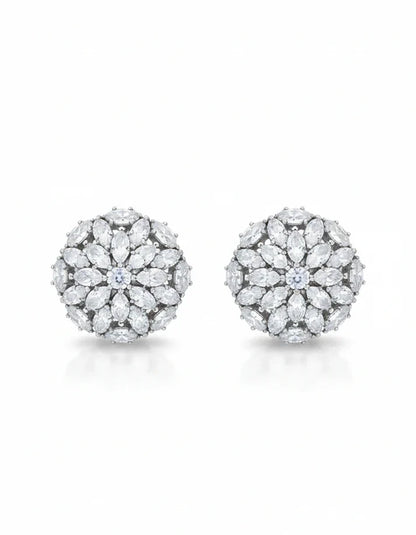 Pair of diamond earrings on a white background