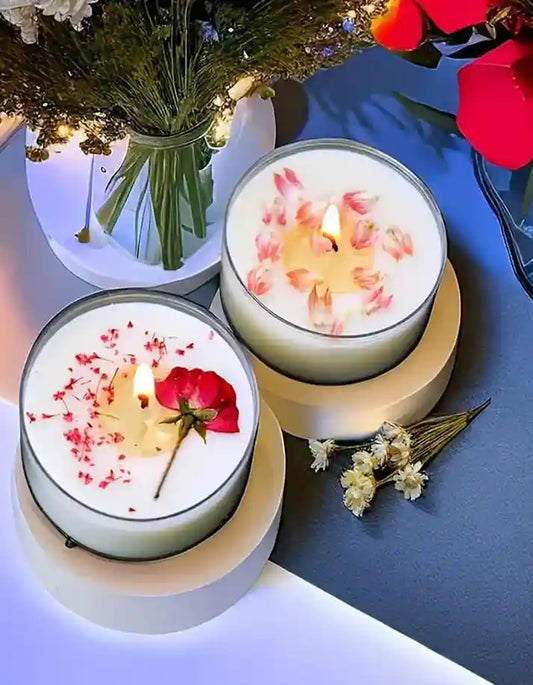Artisan Scented Candle with Real Dried Flowers