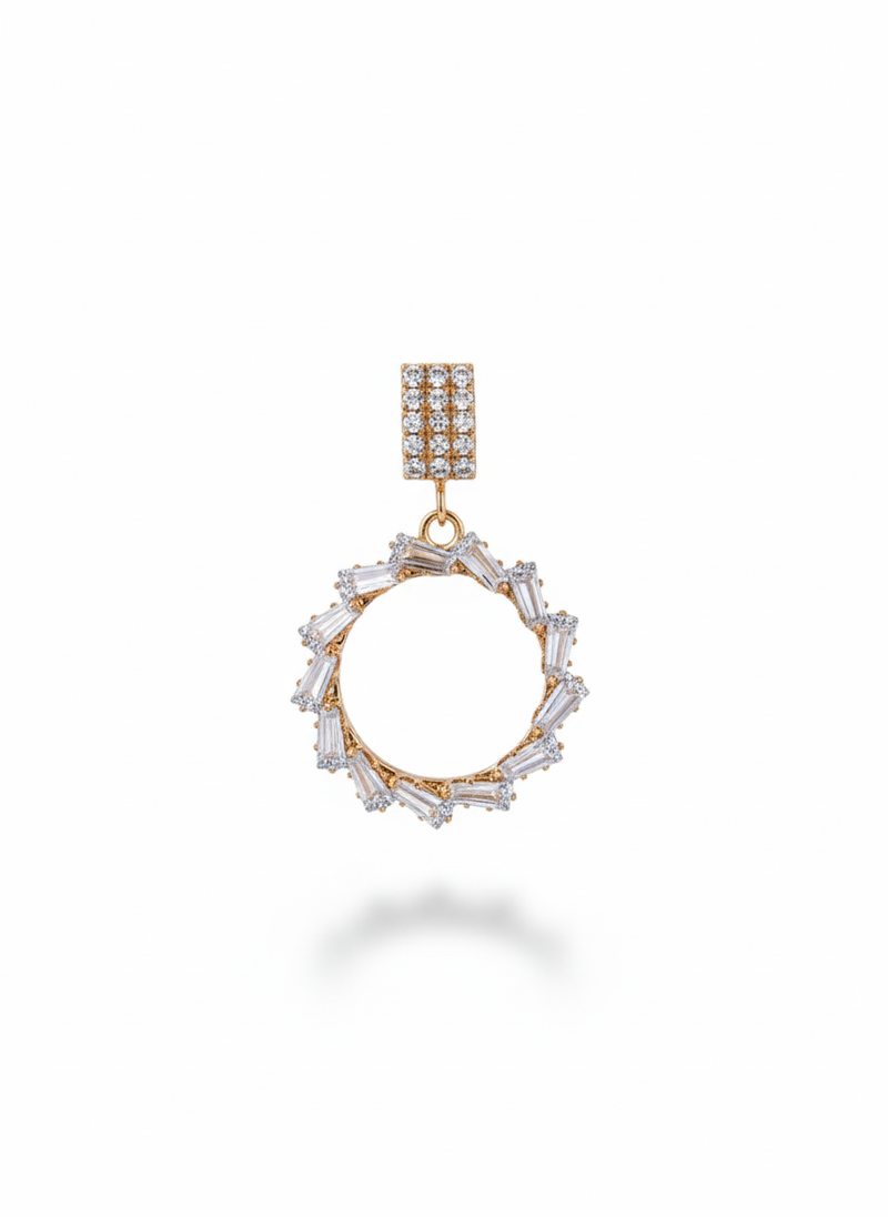 Dazzling Baguette and Round Cut CZ Dangler Earrings