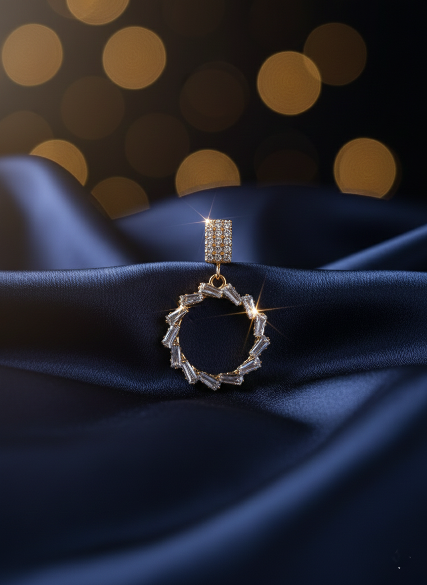 Dazzling Baguette and Round Cut CZ Dangler Earrings