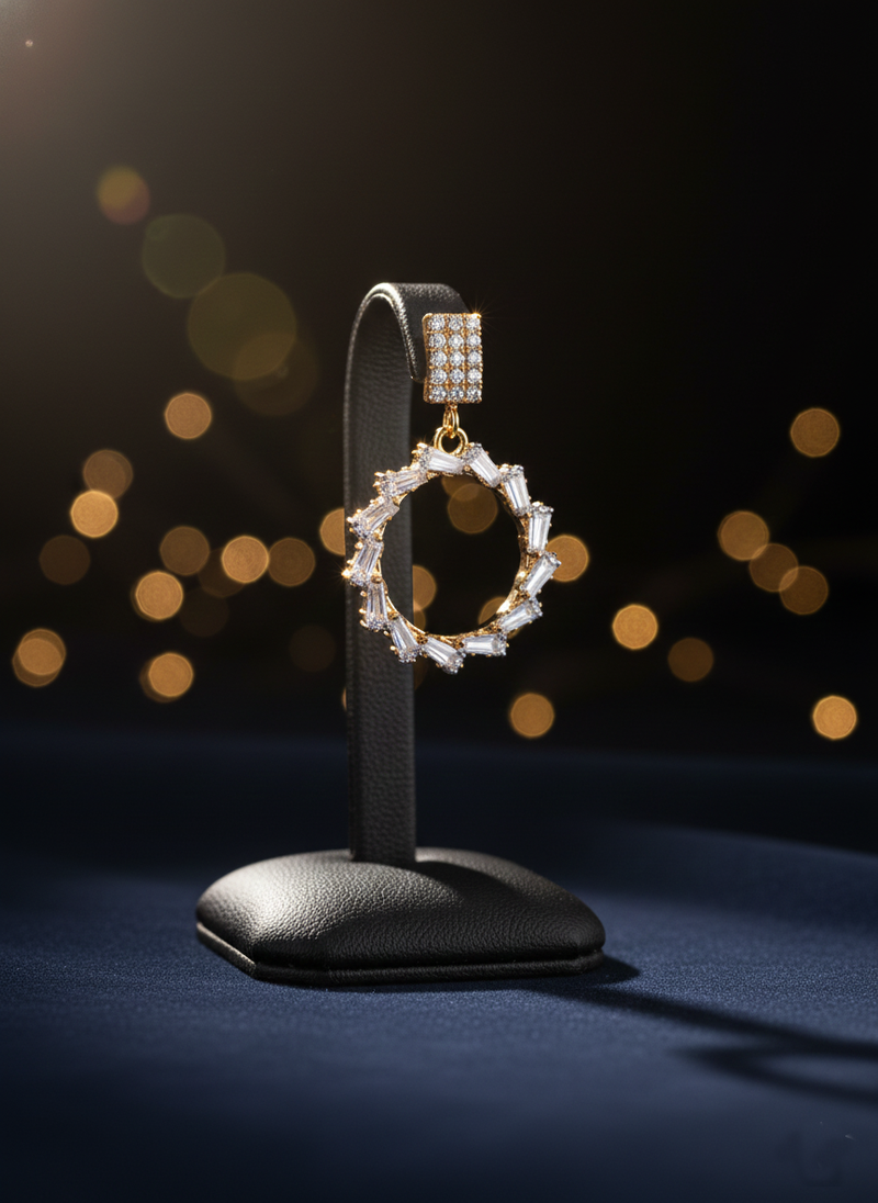 Dazzling Baguette and Round Cut CZ Dangler Earrings