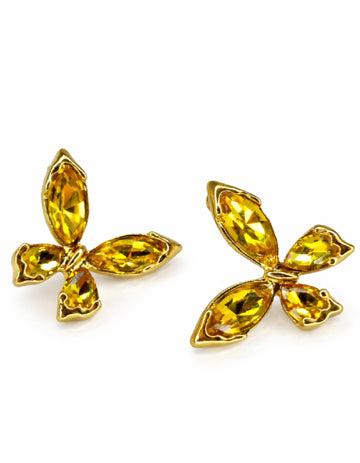 Radiant golden butterfly stud earrings crystal stainless steel Rose Dew Pakistan