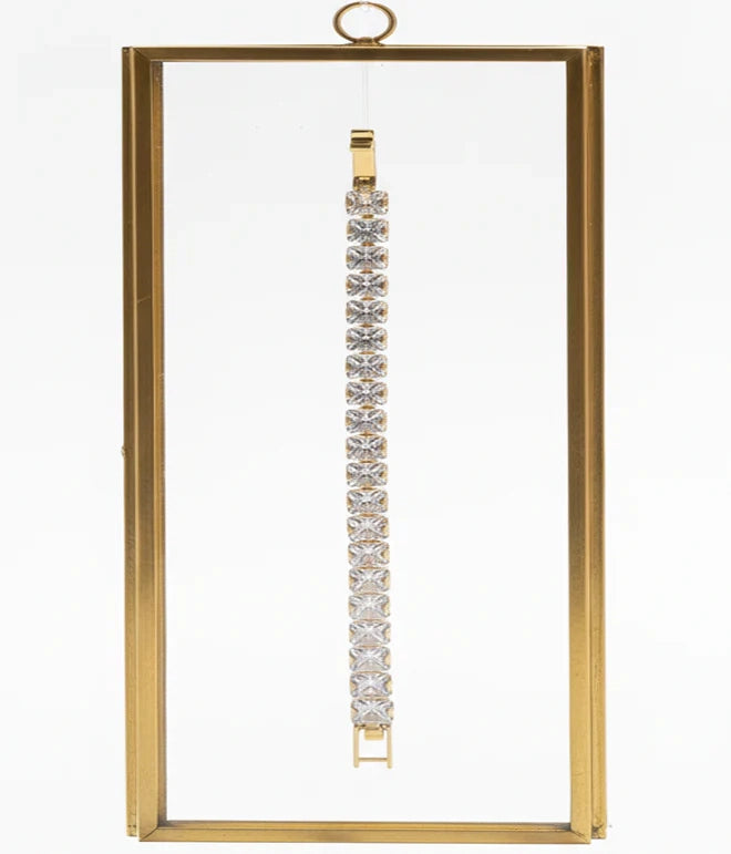Princess Cut CZ Simulated Diamond Gold Tennis Bracelet Continuous Sparkle Luxury Wrist Jewelry Rose Dew Pakistan