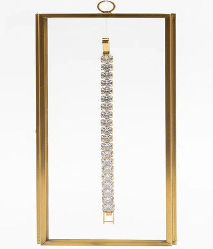 Princess Cut CZ Simulated Diamond Gold Tennis Bracelet Continuous Sparkle Luxury Wrist Jewelry Rose Dew Pakistan