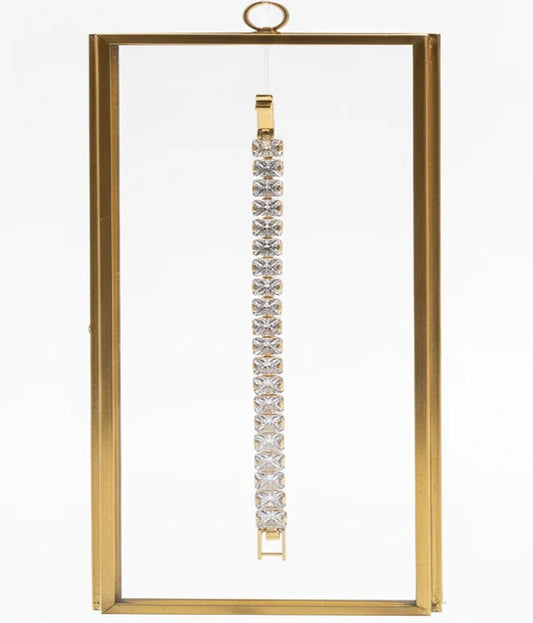 Princess Cut CZ Simulated Diamond Gold Tennis Bracelet Continuous Sparkle Luxury Wrist Jewelry Rose Dew Pakistan