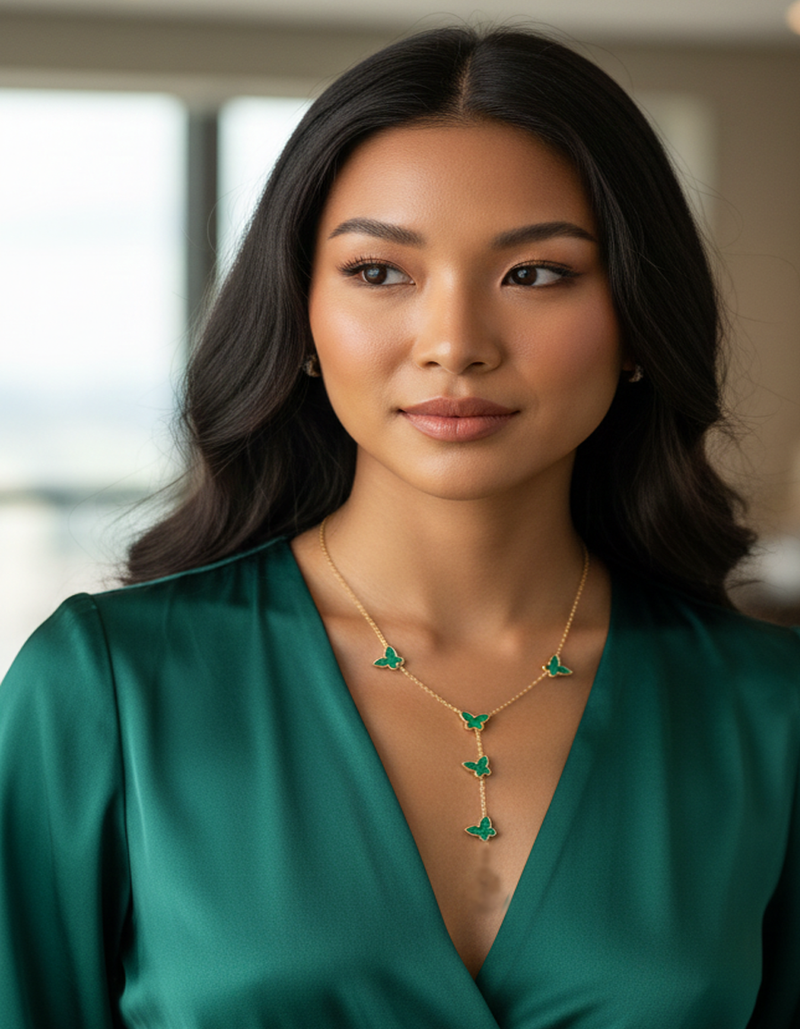 Title: Dainty Butterfly Charm Lariat Necklace