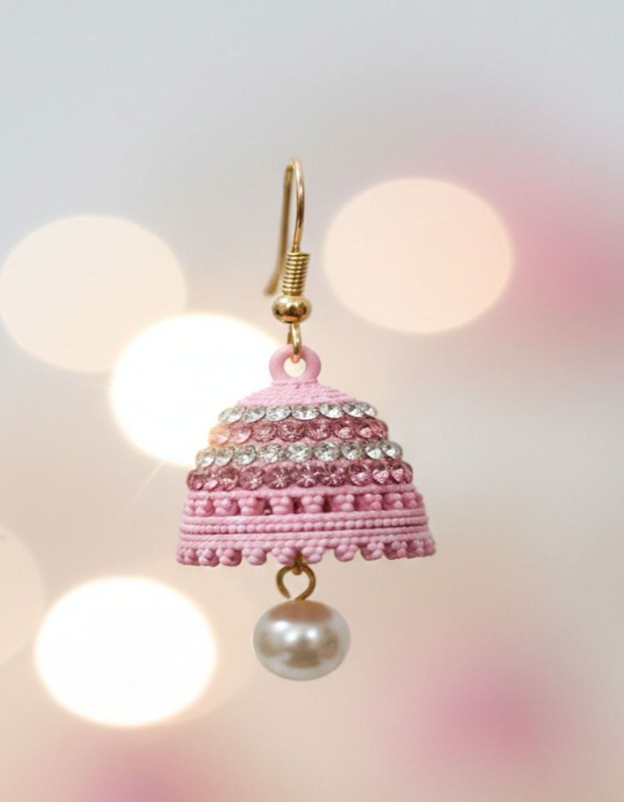 Elegant Jhumka Earrings with Faux Pearl Drop