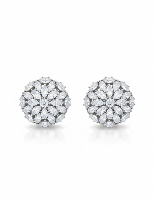 Brilliant Floral Cluster Studs