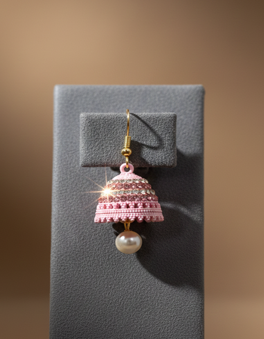 Elegant Jhumka Earrings with Faux Pearl Drop