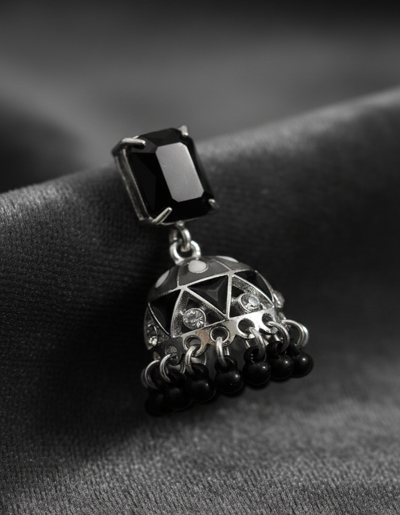 Vibrant Meenakari Jhumka Earrings with Kundan Stones and Beaded Drop