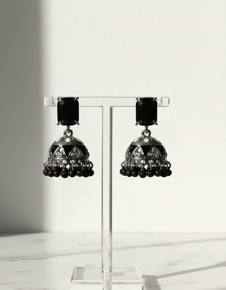 Vibrant Meenakari Jhumka Earrings with Kundan Stones and Beaded Drop