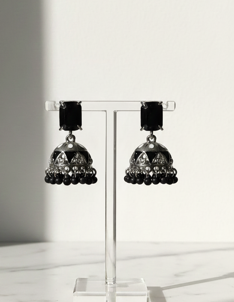 Vibrant Meenakari Jhumka Earrings with Kundan Stones and Beaded Drop