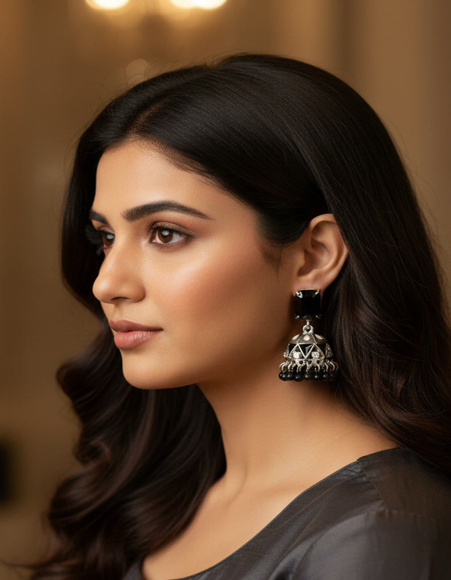 Vibrant Meenakari Jhumka Earrings with Kundan Stones and Beaded Drop