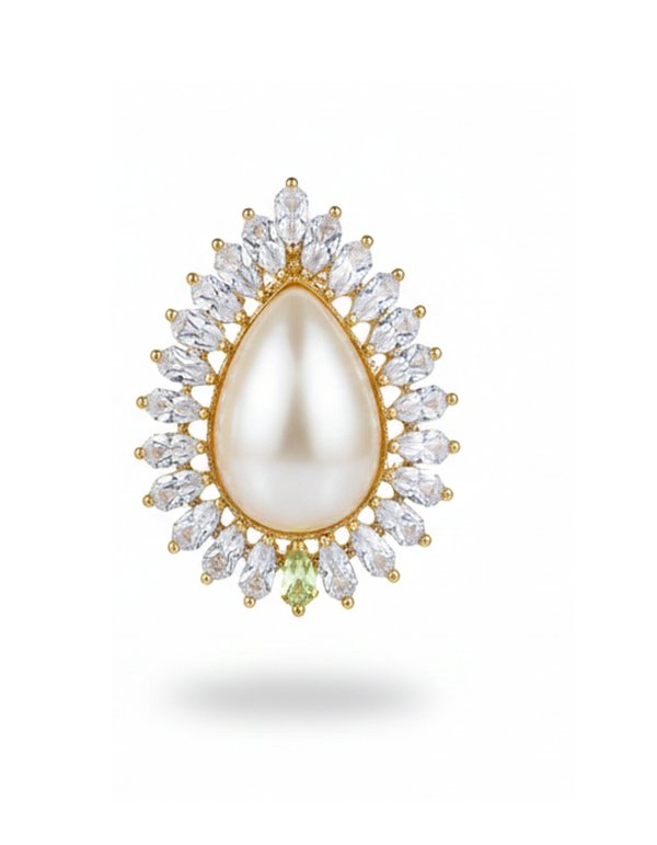 Elegant Teardrop Pearl and CZ Halo Stud Earrings