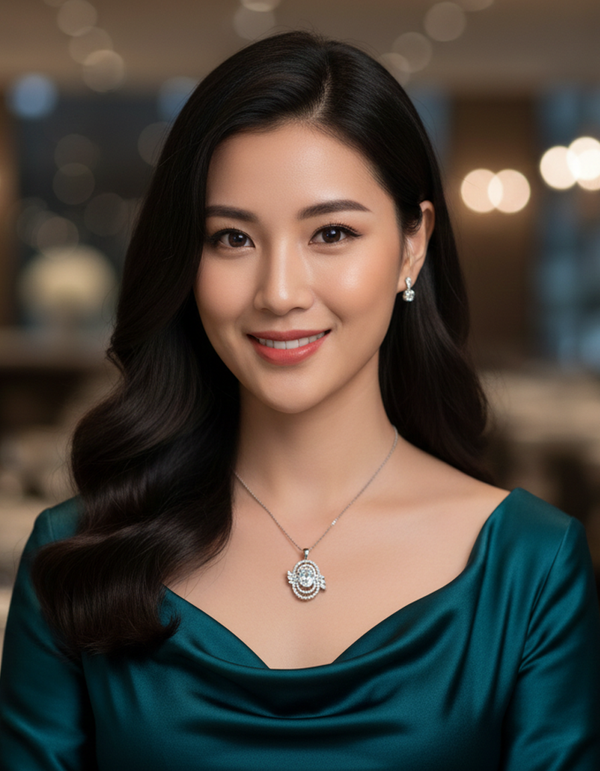 Dazzling Oval CZ Halo Pendant Necklace with Floral Accents