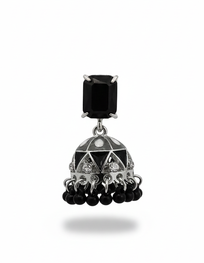 Vibrant Meenakari Jhumka Earrings with Kundan Stones and Beaded Drop