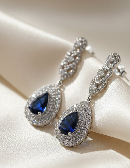 The Royal Azure Crystal Drop Earrings