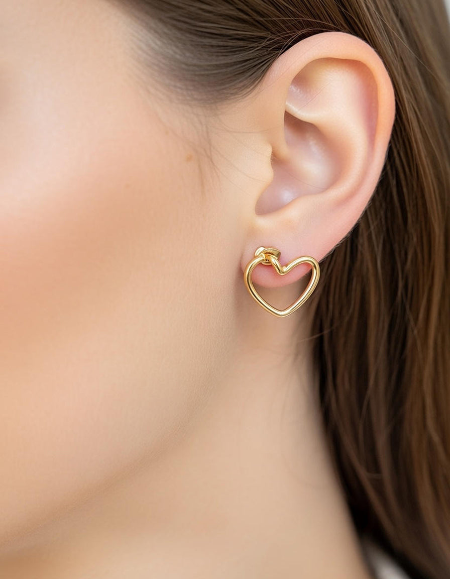 The Hand-Drawn Minimalist Heart Studs