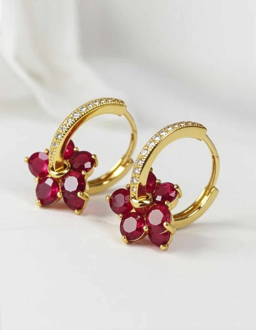 The Ruby Floral Radiance Drop Earrings