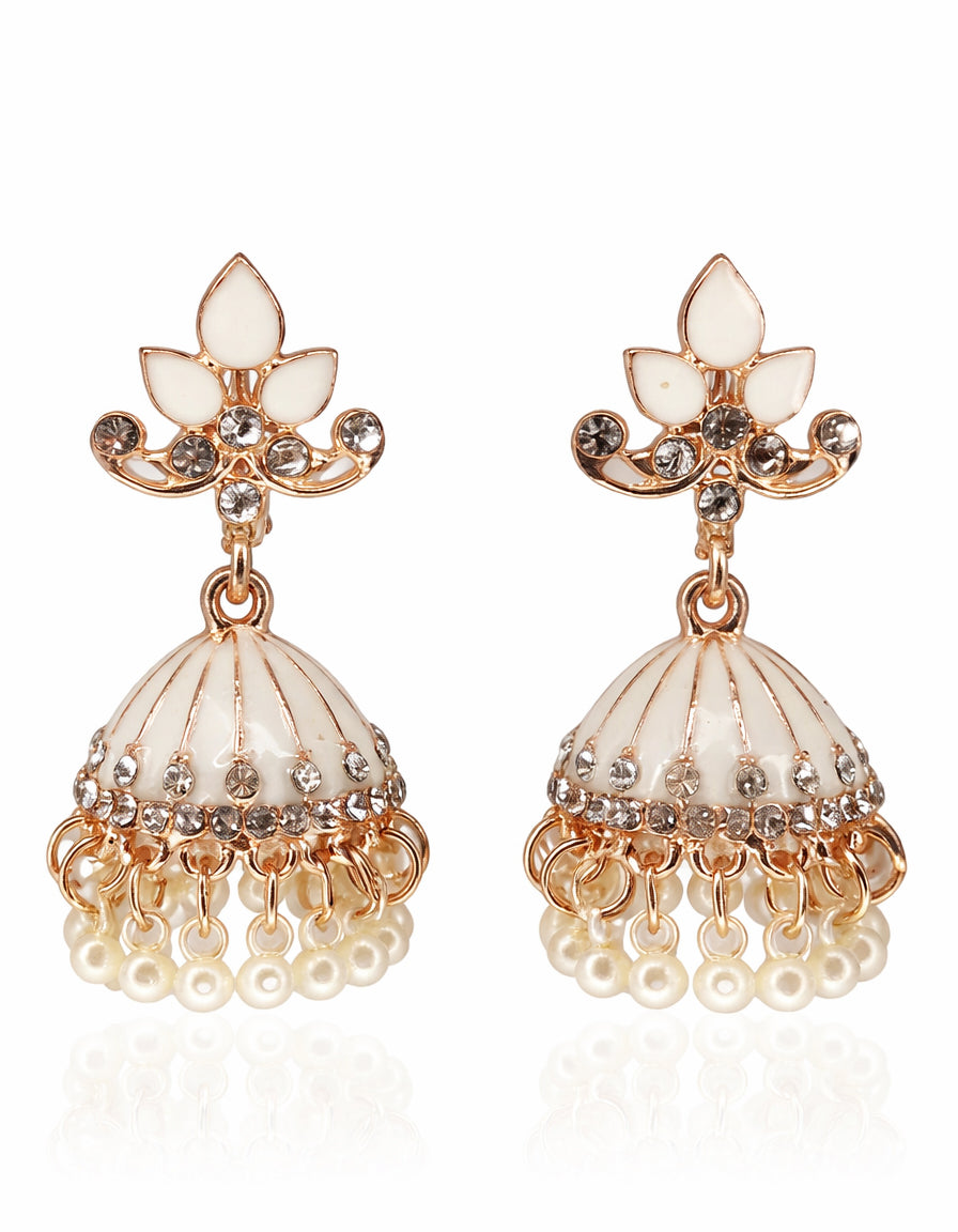The Ornate Pearl-Drop White Jhumkas