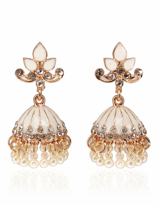 The Ornate Pearl-Drop White Jhumkas