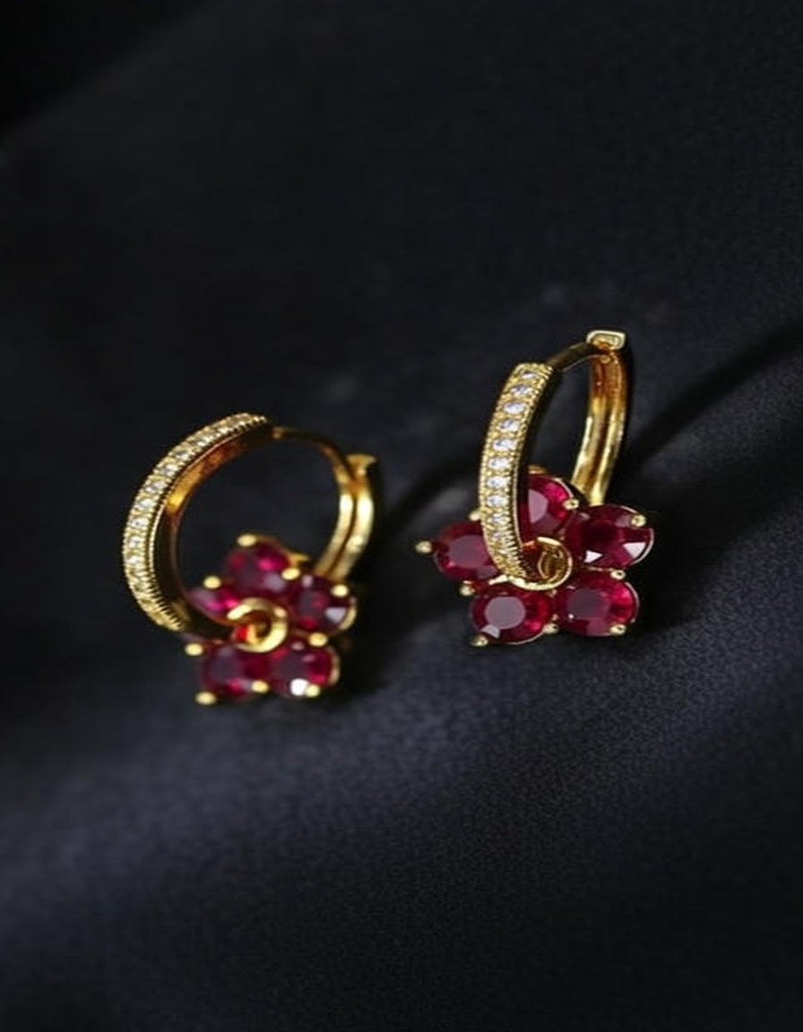 The Ruby Floral Radiance Drop Earrings