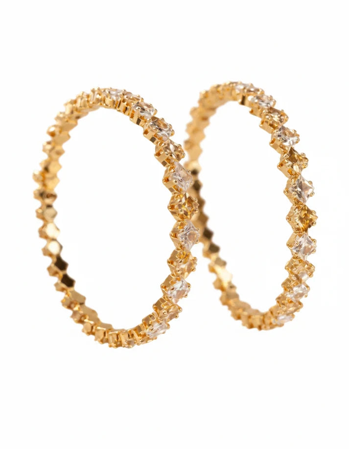 Crystal stone gold adjustable bangle set stackable mini crystals Rose Dew Pakistan