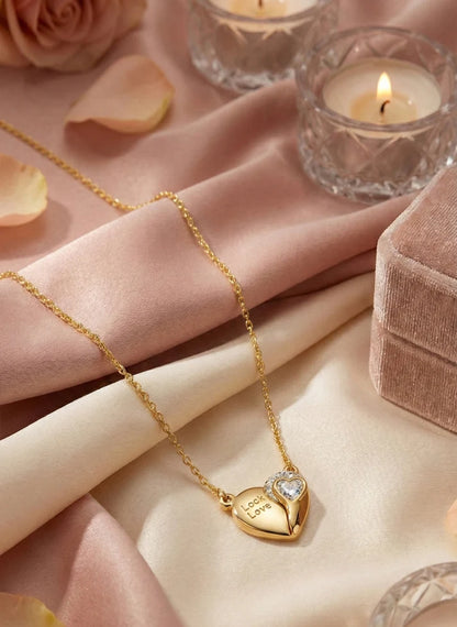 golden key heart lock pendant necklace Valentine Rose Dew Pakistan