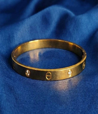 old Tone Industrial Stud Crystal Accent Cuff Bangle