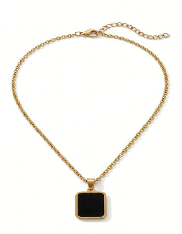 Minimal square pendant necklace gold tone by Rose Dew Pakistan