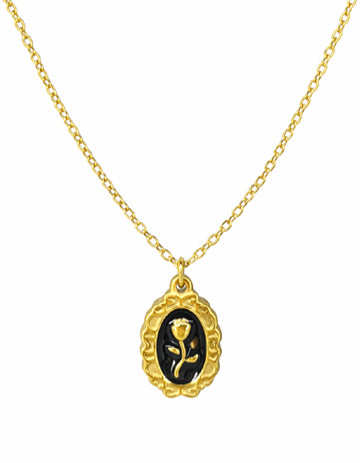 Close up multi petal flower charm crystal center gold necklace Rose Dew