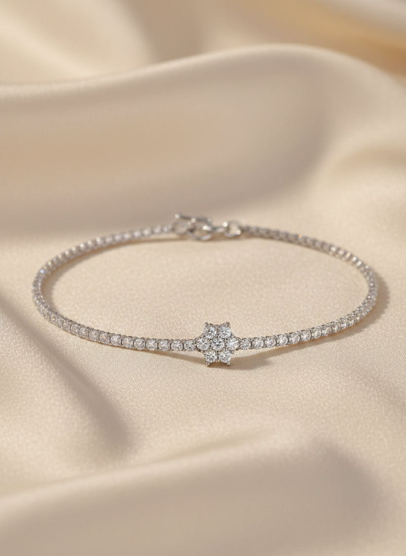 crystal tennis bracelet bridal silver Rose Dew Pakistan
