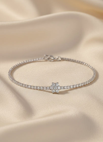 crystal tennis bracelet bridal silver Rose Dew Pakistan