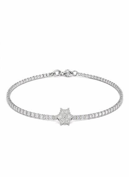 Radiant floral crystal tennis bracelet silver tone bridal Rose Dew Pakistan