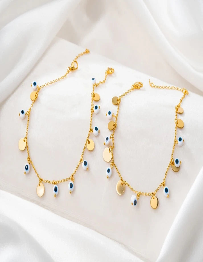 2-in-1 Crystal Starburst Charm Gold Bracelet & Payal Anklet