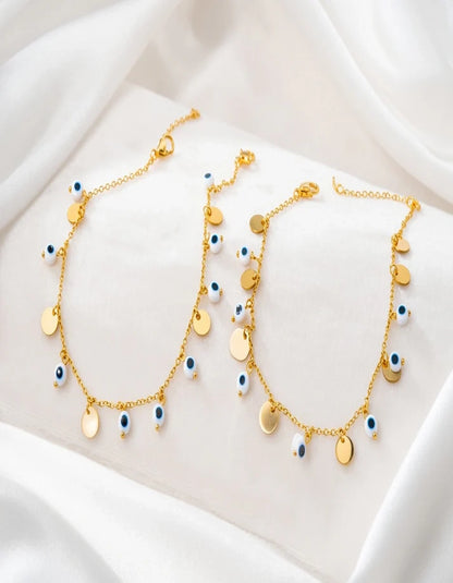 2-in-1 Crystal Starburst Charm Gold Bracelet & Payal Anklet